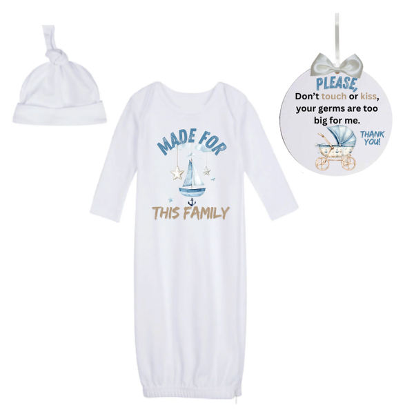 Newborn Going Home Outfit -Sleeping bag &amp; 'No kiss sign'-Sailor Ocean