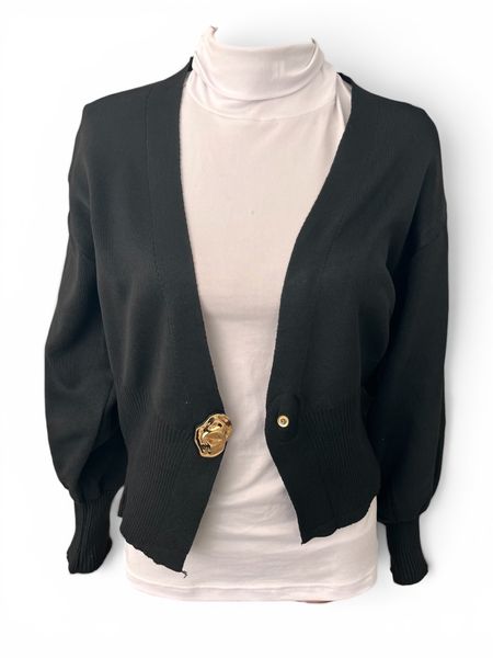 Women's Camel Knit Cardigan with Gold Button | Long Sleeve V-Neck