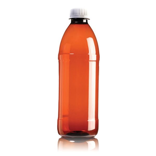 Plastic Bottle Round Amber Screw Cap 500ml 70's