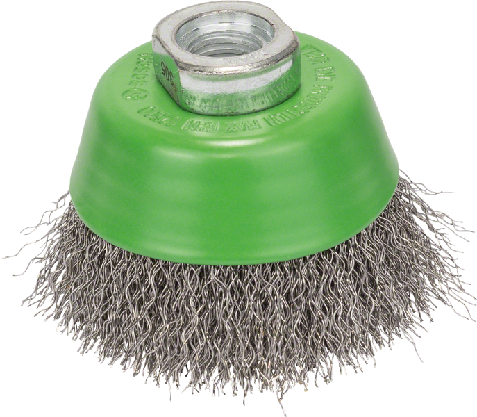Wire cup brush, stainless 65 mm, 0,3 mm, M14, crimped wire