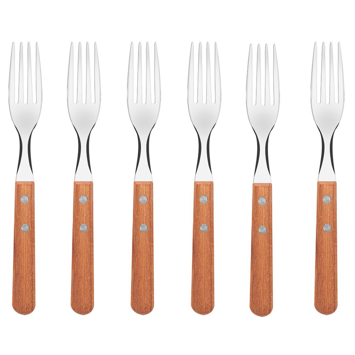 Tramontina 6pc Table Forks Natural Wood Handles 