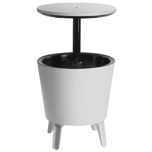 Adjustable Outdoor Ice Bucket Table with Drink Cooler &amp; Storage