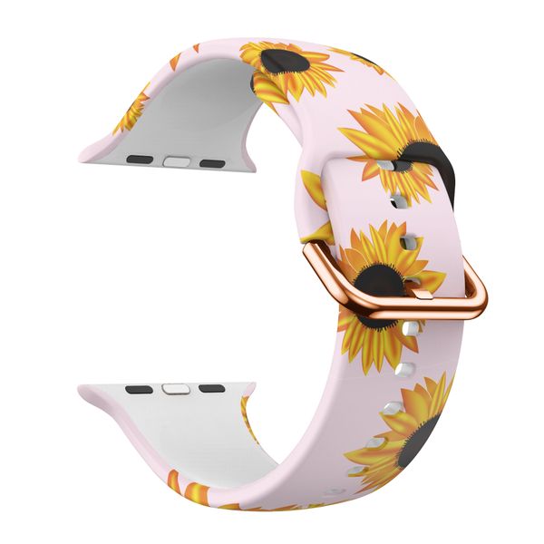 Silicone Strap for Apple Watch 42/44/45mm - Pink Sunflowers