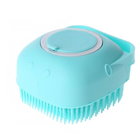 Dog Grooming Bath Brush Scrubber- Soft Silicone Shampoo Massage Dispenser  For Dogs (Aqua) - Super Deal ! (Limited 1 per customer)