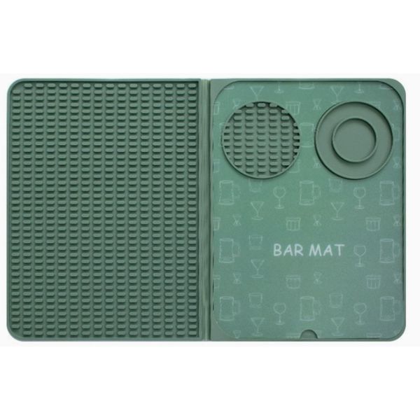 Foldable Silicone Bar Counter Mat,Anti-Slip Water-Filtering Cup Pad, Green