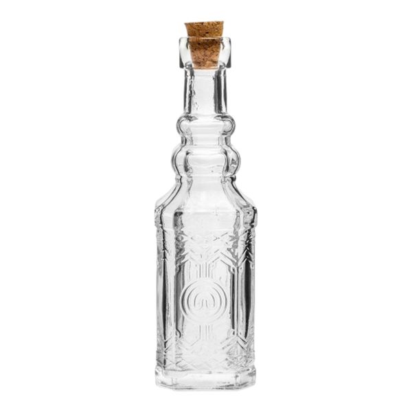Bottle 1L 30.5 x 7.5cm Vintage Style Glass with Cork Lid