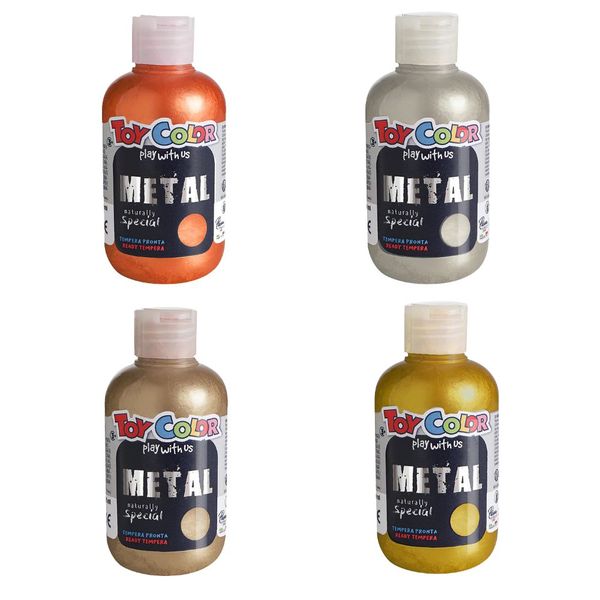 Toy Color Superwashable Ready-Mix Tempera Paint for Kids - Metallic 4x250ml