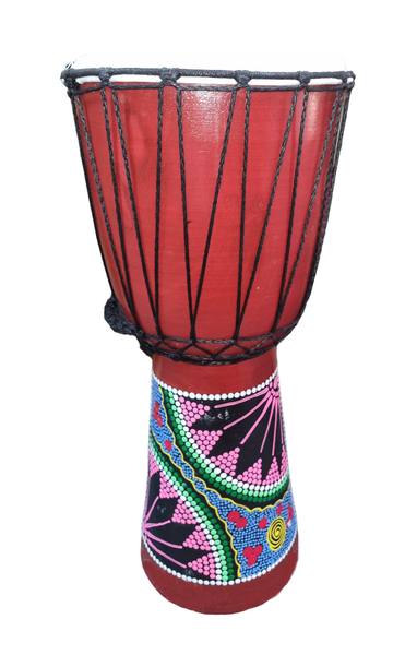 Djembe Drum Hand Painted Two Pink Flower 24cm x 50cm