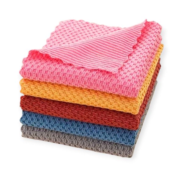 Pack of 5 Kitchen Dishcloth Drying Dish Cloths Dish Towel Household