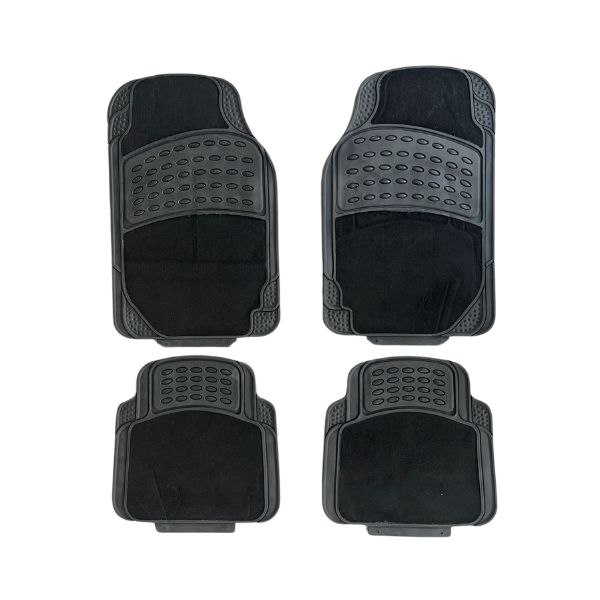 ACA Auto - Black Rubber &amp; Carpet Car Mat Set - 4 PC