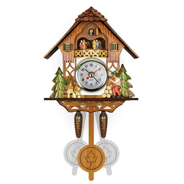 Cuckoo Clock Antique Wooden Cuckoo Birdhouse Wall Clock Home Decor Hanging
