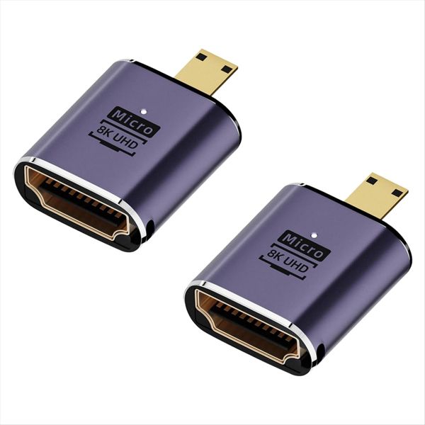 2 Pack 8K Micro-Hdmi-Compatible Adapter for Cameras Hdtv Monitor
