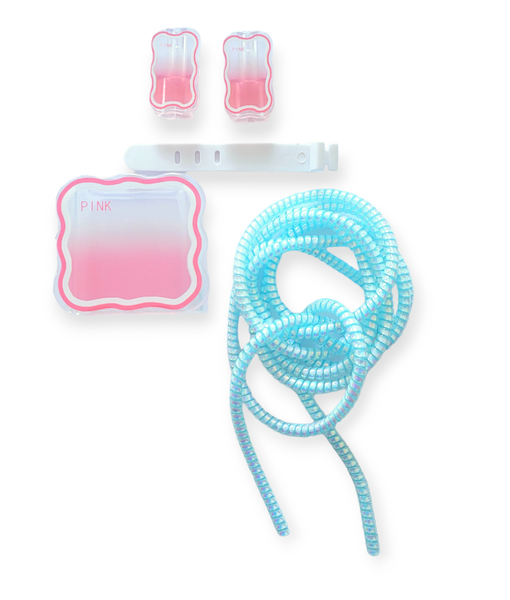 5pcs Colorful Gradient Decor Charger Head Cover &amp; Data cable Protector Set