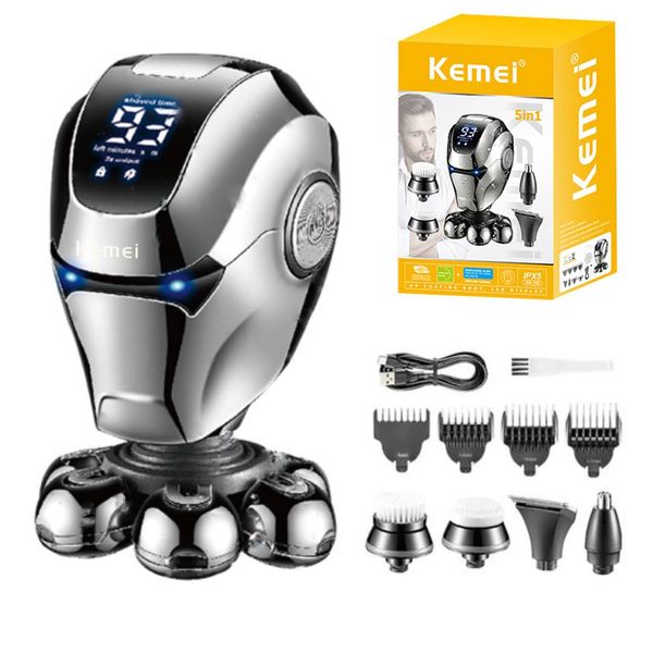 Cordless 5-in-1 Head Shaver for Bald Men with 7 Blades Battery Display