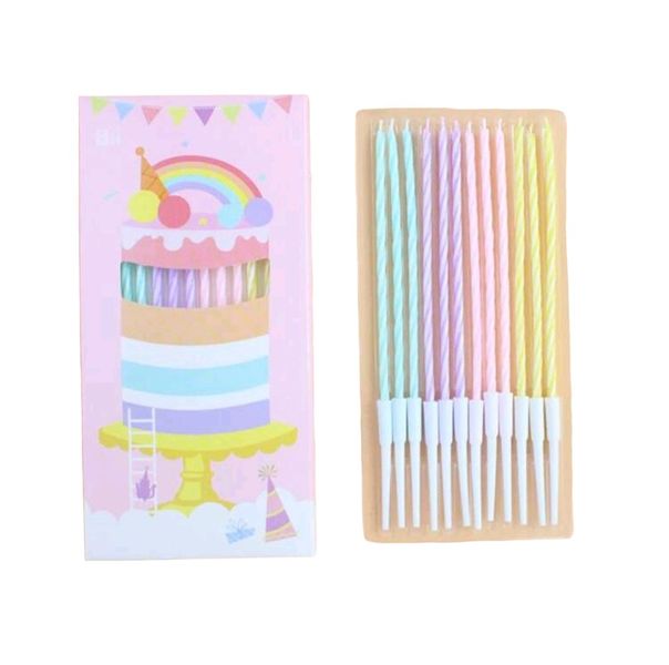Thin Spiral Macaron Colored Birthday Cake Candles