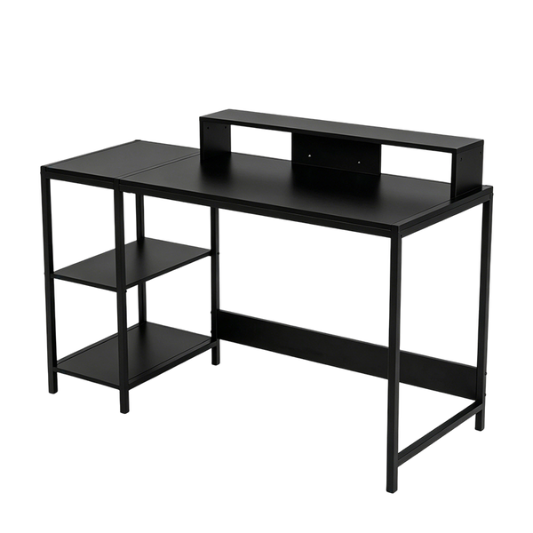 Double Layer Raised Desk Computer Monitor Stand Black Home Office Table