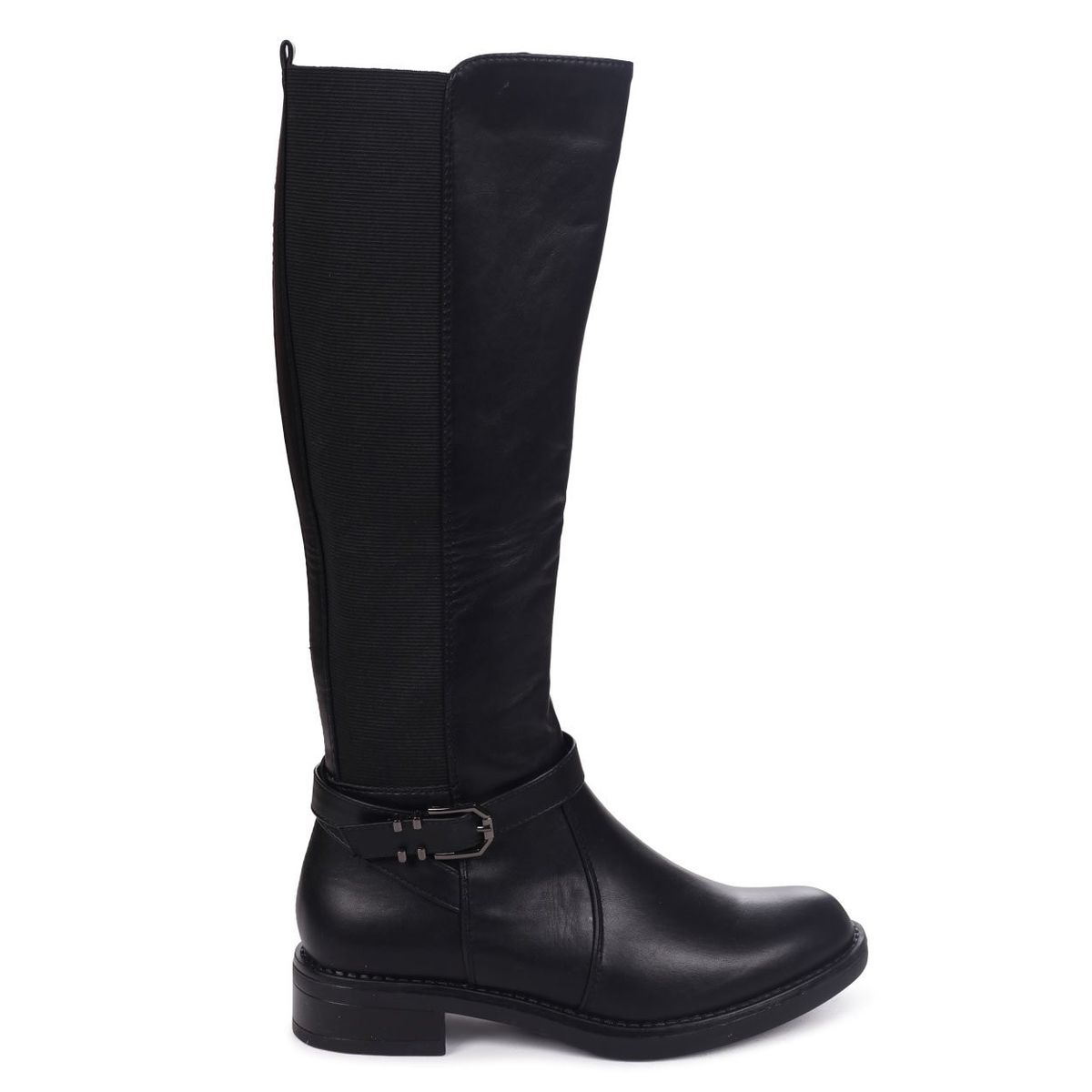 Linzi Aman - Ladies Black Faux Leather Classic Riding Boot With ...