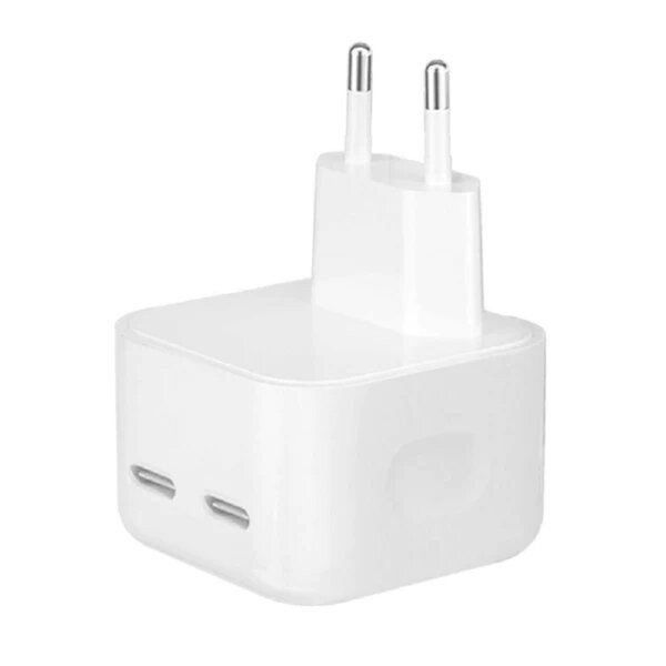 35W Dual Port C+C Power Adapter Compatible with Apple Devices - White
