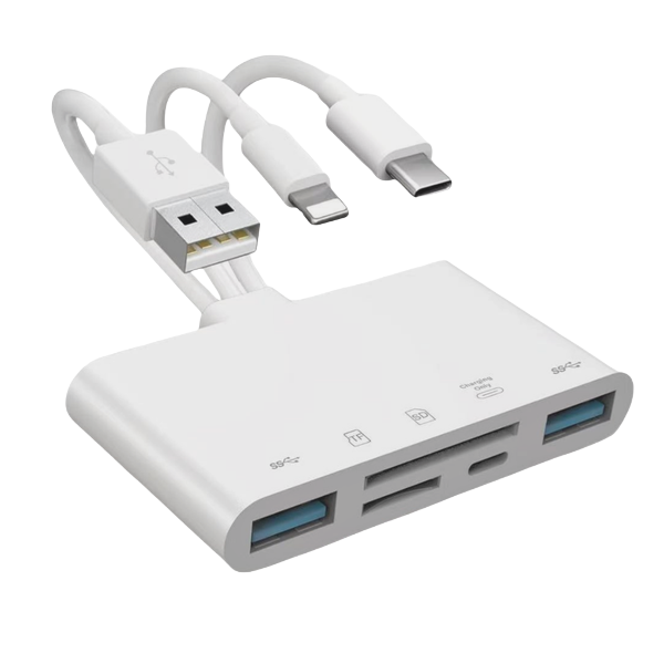 5-in-1 Memory Card Reader OTG Adapter, Compatible With USB-C Devices