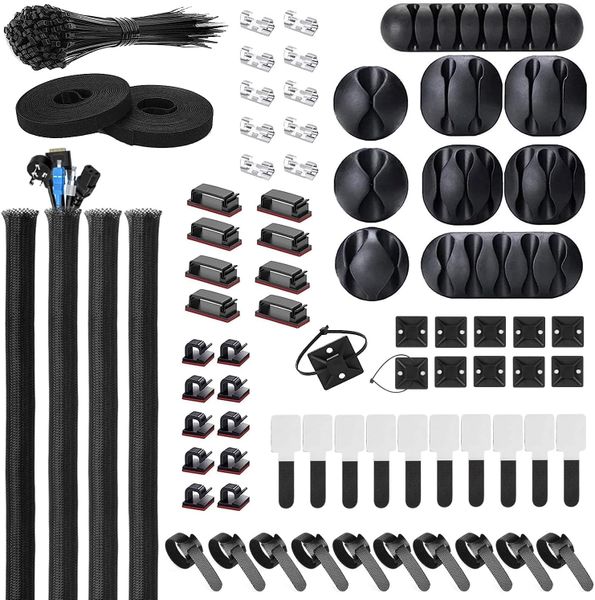 173 pcs Reusable Cable Management Kit for TV, Office, Office Desk, Home