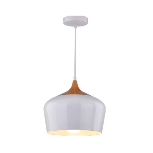ACDC Pendant Lighting Scandinavian Range Wood and White Deep Bowl