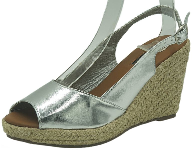 Women's Peep-Toe Slingback Espadrilles - Silver