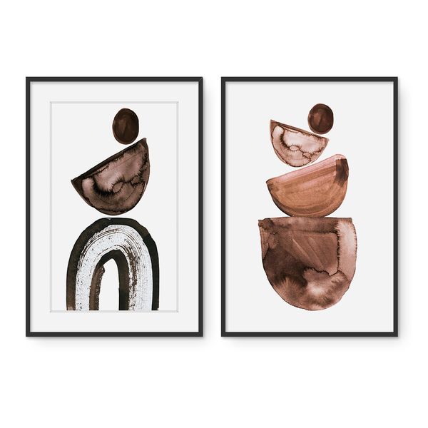 Cape Art Framed Canvas 2 Piece 40x60cm Abstract Brown White