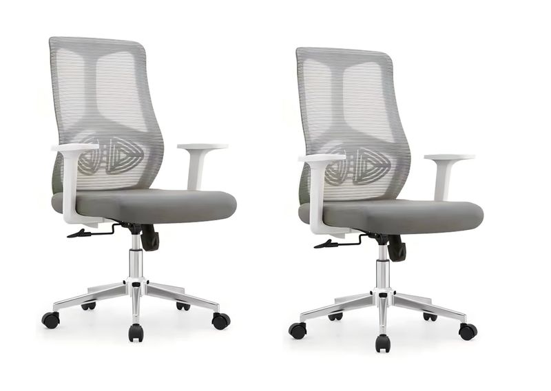 Swivel Mid-Back Mesh Office Chair -with wheels- Grey- 2 pack
