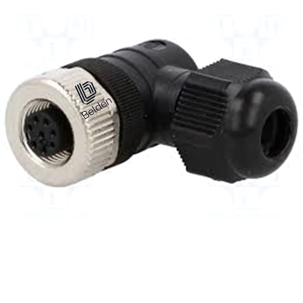 RKCW 8/9 M12 8-Pole Right Angle Female Connector, PG9, IP67