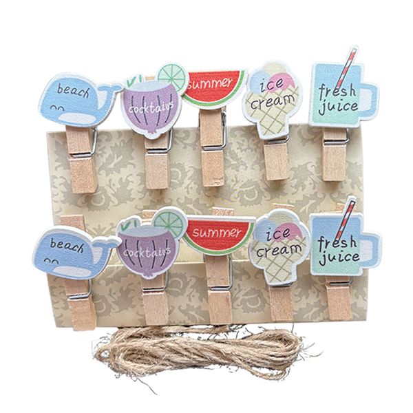 10pcs 35x7mm Fruits Lovely Wood Pegs Clothepin Clip Office Party Decoration