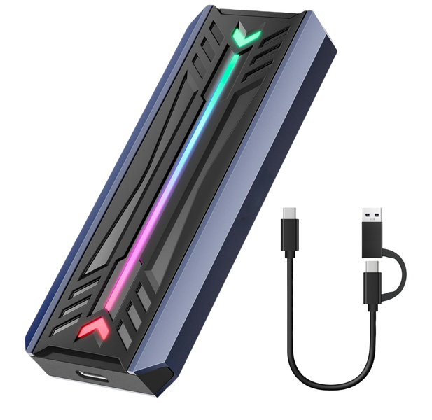 M.2 NVMe SATA SSD Enclosure with RGB,USB 3.2 Gen 2 (10 Gbps)