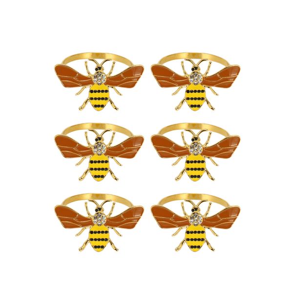 6Pcs Yellow Bee Design Metal Napkin Ring Wedding Table Decoration