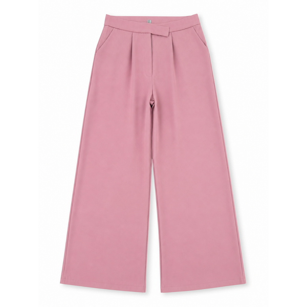 Women's High-Waisted Wide Leg Pants - Dusty Pink