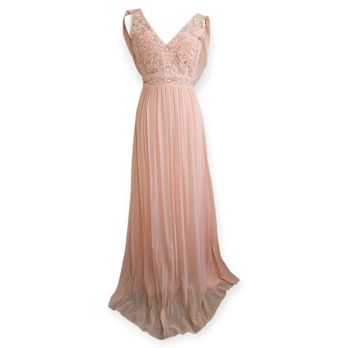 Peach Chiffon Evening Gown with Sequins | Shop Today. Get it Tomorrow ...