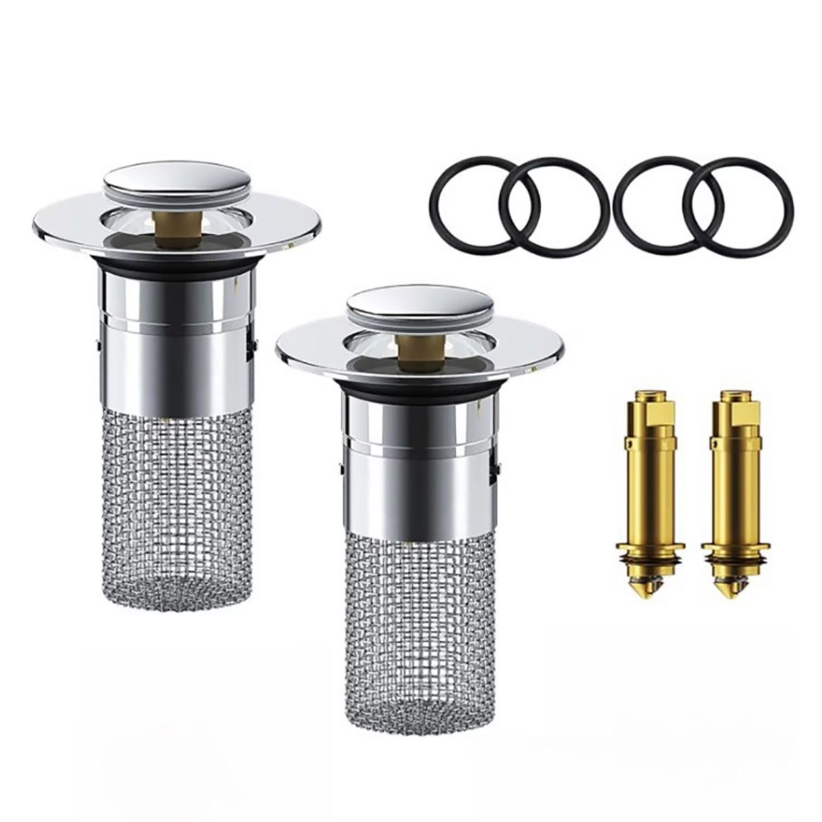 2PCS Bathroom Sink Drain Strainer Hair Catcher Pop-Up Waste Plug