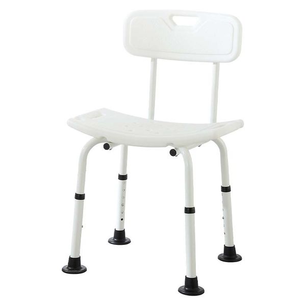 Adjustable Shower Chair - White Aluminium Frame with Backrest