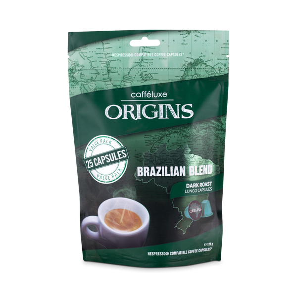 Caffeluxe Origins Nespresso Compatible Brazilian Coffee Pods - 25 Bag