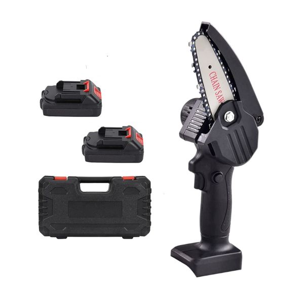 6" Cordless Rechargeable Portable Chain Saw With Carry Case &amp; Batteries