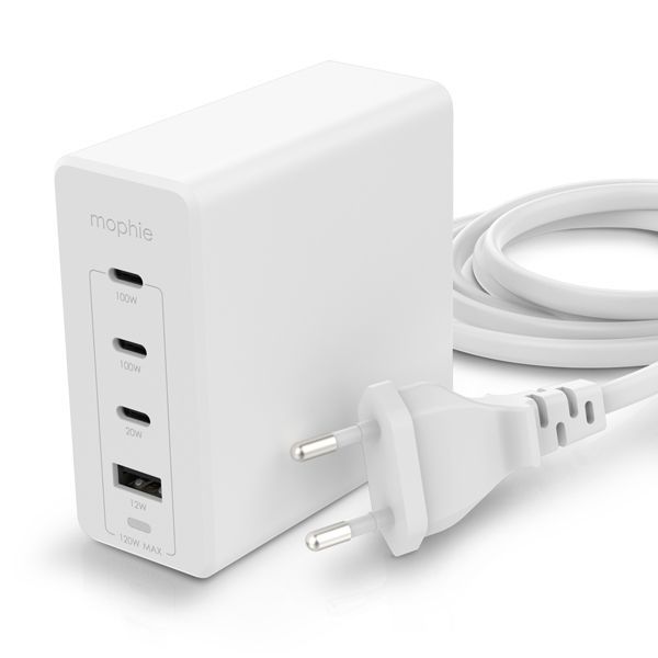 Mophie Speedport 120W 4-Port GaN USB-C PD Wall Adapter White