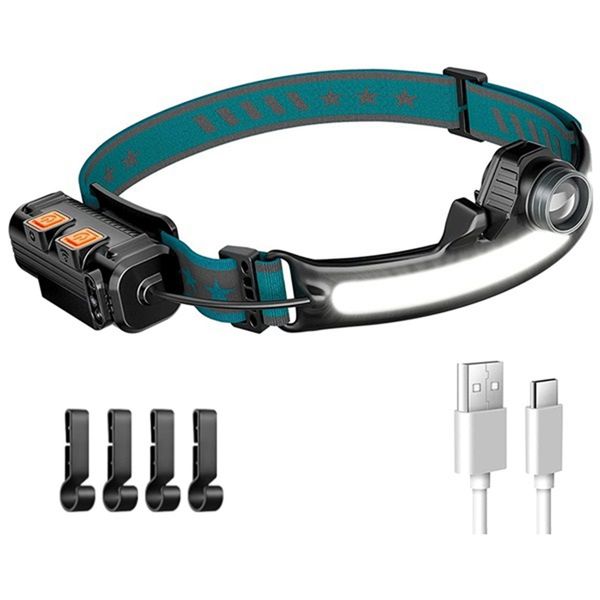 1000Lumen Head Light Flashligh With Motion Sensor With 4 Helmet Clip