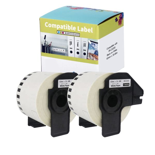 INKWAREHOUSE DK-22205 Continuous Labels 62mm x 30.48m X 2