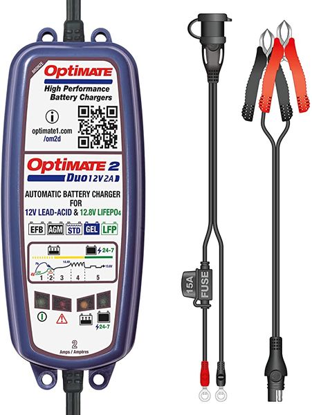 Optimate 2 Duo - TM-550 5-Step 12V / 12.8V 2A - Charger &amp; Maintainer