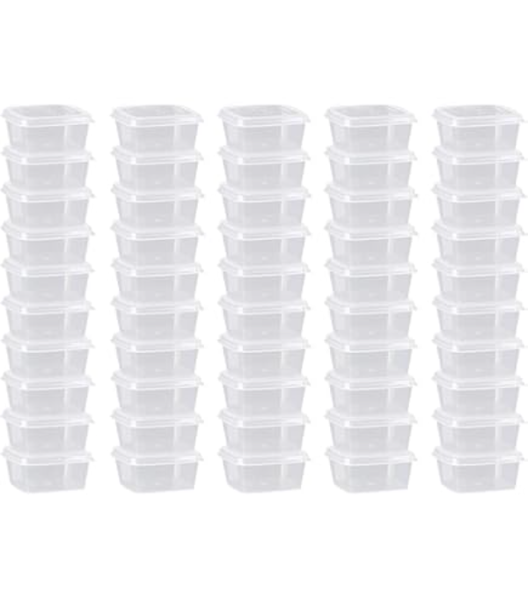 50 Pack Sauce Containers with Hinged Lids 80ml