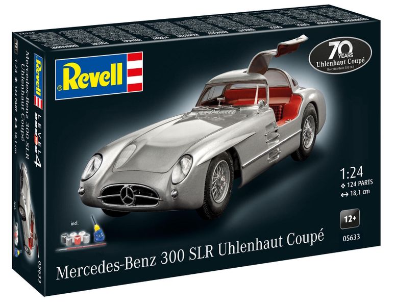 Revell 1/24 Mercedes-Benz 300 SLR 70th Anni. Kit w/paints, Glue and Brush
