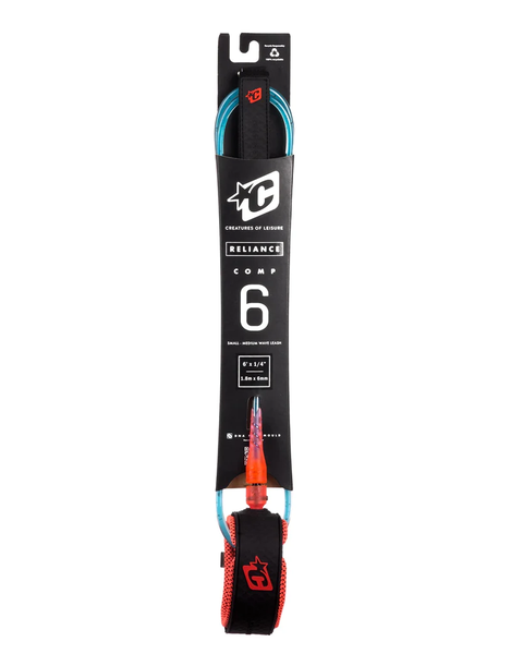 Creatures Comp 6 Surfboard Leash : Fluro Blue Speckle Fluro Red Black