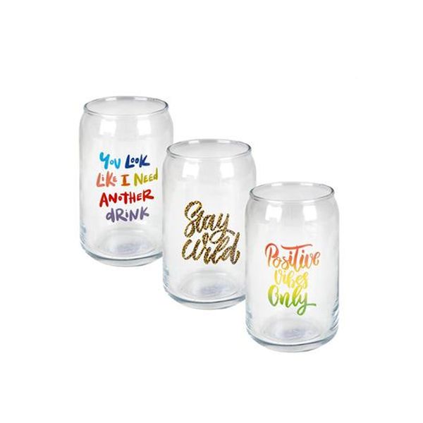 Tumbler Glass Can Shape With Print - 473ml (3pack)