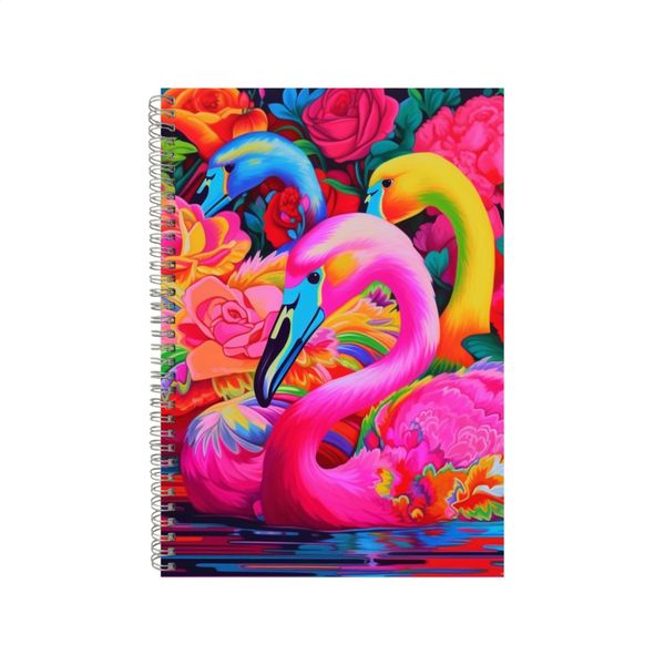 Pelican Pink Peonies Roses Neon Notebook Gift Idea A4 Notepad Pad 75