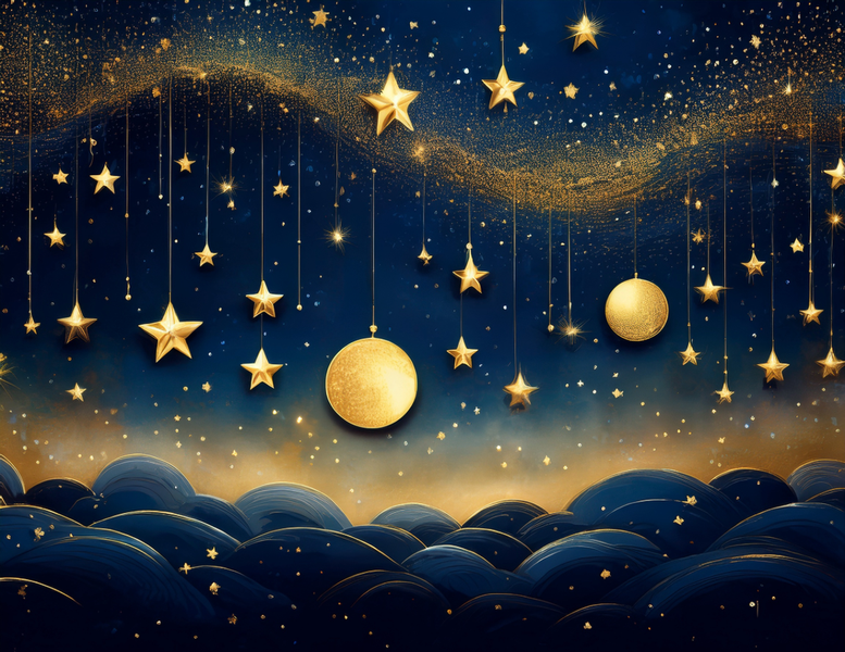 Canvas Wall Art Home Decor -Golden night sky