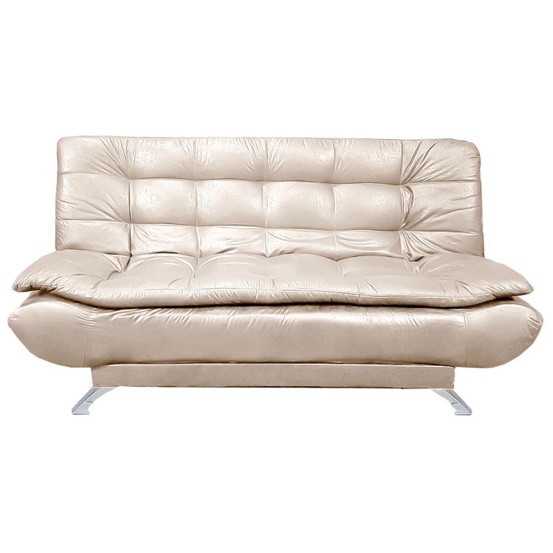 Modern 3 Seater Foldable Comfortable Sleeper Leather Couch/Sofa Beige