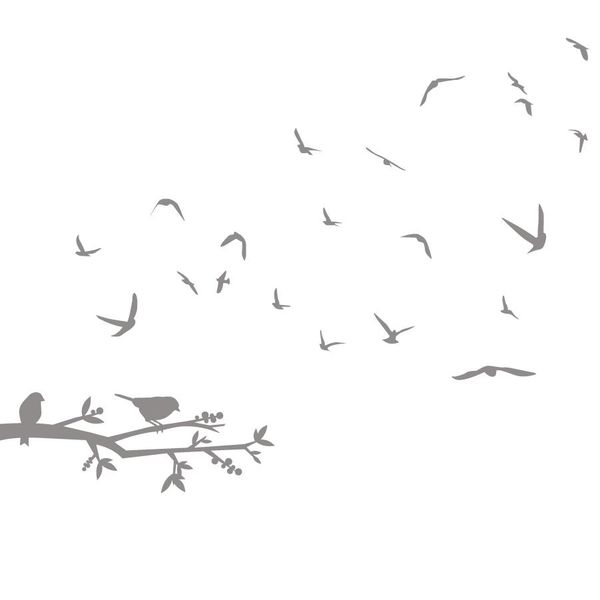 Fly Away Birds Vinyl Wall Art - Grey image